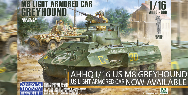 AHHQ 008 M8 Greyhound US Light Armored Car - 1/16