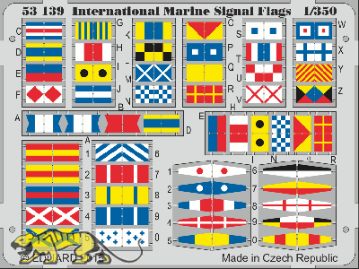 Fotogeätzte Internationale Marine Signal-Flaggen vorbemalt  - 1:350