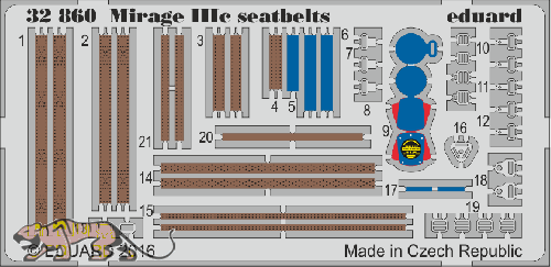 Photo-Etched Parts - Seatbelts for 1/32 Mirage IIIC - Italeri 2505 - 1:32