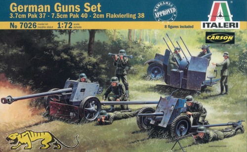 Wehrmacht Geschütz Set - 3,7cm PaK 37 - 7,5cm PaK 40 - 2cm Flakvierling 38 - 1:72