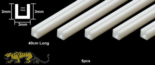 Plastic Beams - U Profile - 3 x 3 mm - 40cm - 5pcs