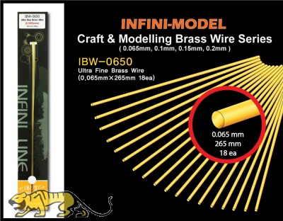 Ultra Fine Brass Wire - 0,065mm x 265mm - 18 pcs.