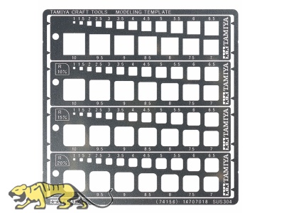 Modeling Template - Square, 1-10mm - Stainless Steel - Photo-etched plate