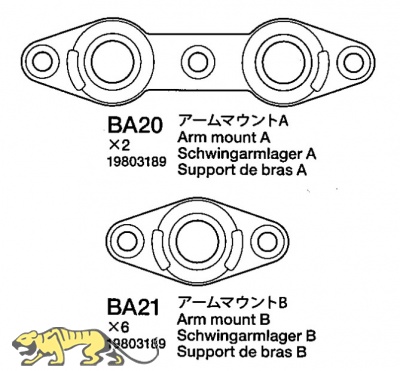 Schwingarm-Aufnahme A & B (BA20 x2 BA21 x6) für Tamiya M551 Sheridan- 1:16