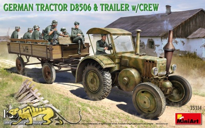 German Tractor D8506 with Cargo Trailer and Crew - 1/35