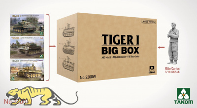 Tiger I - Big Box - 3 Bausätze + 1:16 Otto Carius Figur - 1:35