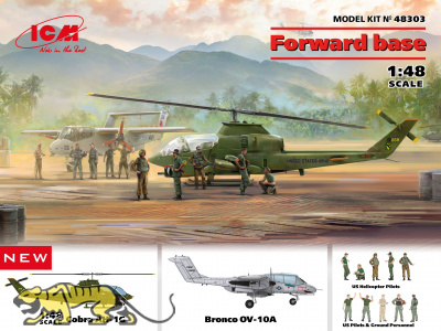 Forward Base - Vietnam - Cobra AH-1G + OV-10A Bronco + Pilots + Ground Personnel - 1/48