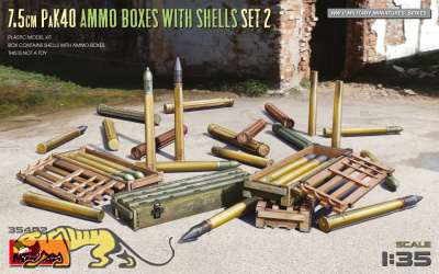 German 7,5cm PaK 40 Ammo boxes with shells set 2 - 1/35