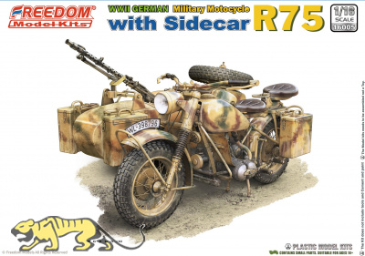 R75 with sidecar - German WWII Military Motocycle - 1/16