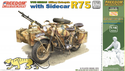 R75 with sidecar - German WWII Military Motocycle - with Driver Figure - Special Edition - 1/16