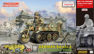 Sd.Kfz. 2 - Kettenkraftrad - Typ HK 101 - US Beutefahrzeug - Special Edition mit Figur - 1:16