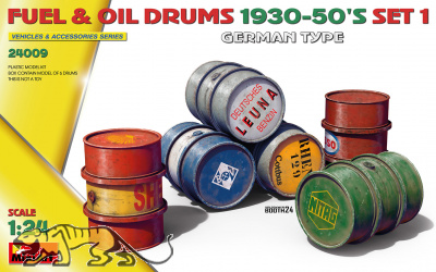 Fuel & Oil Drums 1930 - 1950s - Set 1 - German Type - 1/24