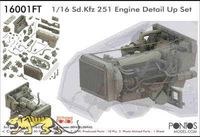 Sd.Kfz. 251 - Engine / Motor - Detail Up Set - für Trumpeter 00942 / 00943 - 1:16