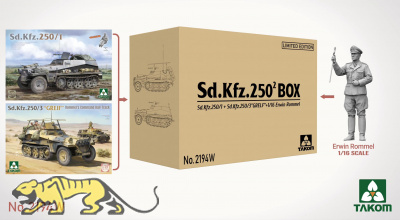 Sd.Kfz. 250 - Big Box - 2 Bausätze + 1:16 Erwin Rommel Figur - 1:35