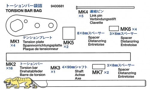 Fahrwerksteilebeutel (MK1-MK7) für Tamiya Jagdpanther (56024)