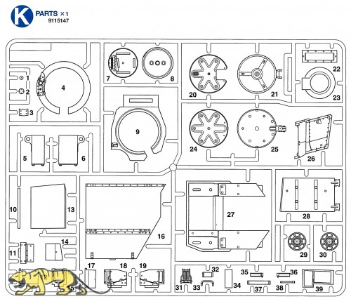 K Parts (K1-K39) for Tamiya Leopard 2A6 (56020) 1:16