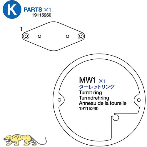 K Parts (K1 x1, MW1 x1) for Tamiya KV-1 / KV-2 (56028, 56030) 1:16