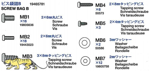 Schraubenbeutel B (MB1-MB7) für Tamiya KV Serie (56028 / 56030) 1:16