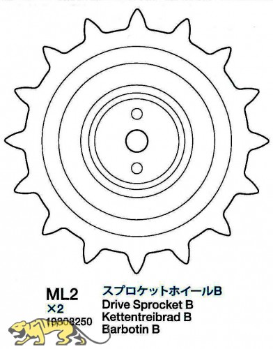 Kettenantriebsrad B (ML2 x2) für Tamiya 56028, 56030