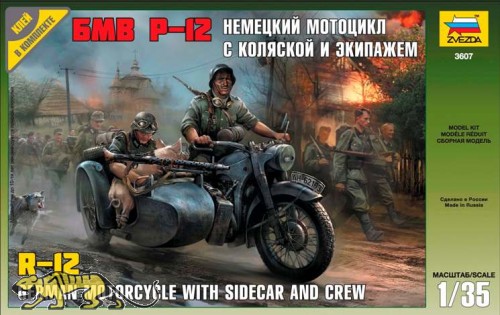 German Motorcycle R-12 with Sidecar and Crew - 1/35