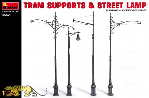 Straßenbahn Oberleitungen und Straßenlampen - 1:35