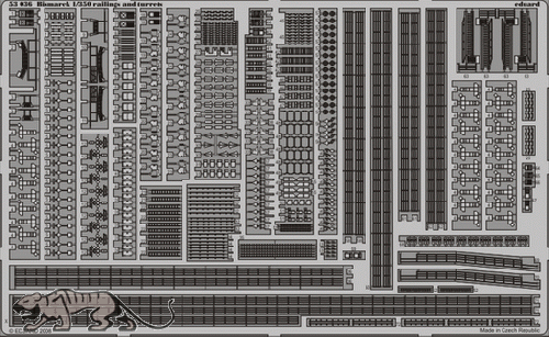 PE Railings & Turret Parts for 1/350 DKM Bismarck - Revell 05040 - 1/350