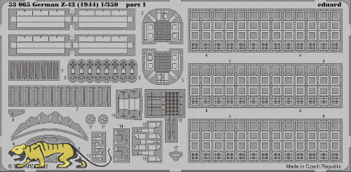 Photo-Etched Parts for 1/350 DKM Destroyer Z-43 - 1944 - Trumpeter 05323 - 1/350