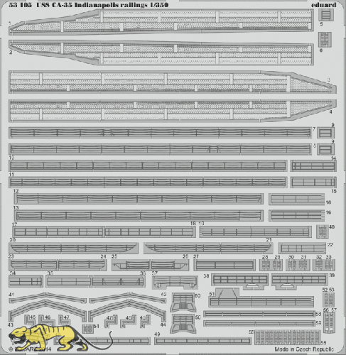 Fotoätzteile Reling für 1:350 USS Indianapolis CA-35 - Academy 14107 - 1:350