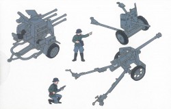 Wehrmacht Geschütz Set - 3,7cm PaK 37 - 7,5cm PaK 40 - 2cm Flakvierling 38 - 1:72