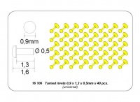 Turned rivets - 0,9 x 1,3 x 0,5mm - 40 pcs.