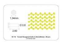 Gedrehte Sechskantbolzen - 1,34 x 2,6mm - 30 Stück