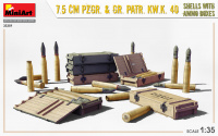 Deutsche 7,5cm Munition und Munitionskisten für KwK 40 und StuK 40 - 1:35