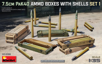 German 7,5cm PaK 40 Ammo boxes with shells set 1 - 1/35