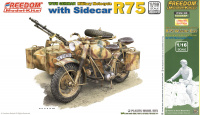 R75 with sidecar - German WWII Military Motocycle - with Driver Figure - Special Edition - 1/16