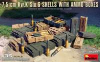 German 7,5cm KwK StuG Shells with Ammo boxes - 1/35